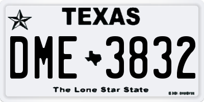 TX license plate DME3832