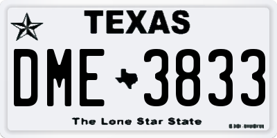 TX license plate DME3833