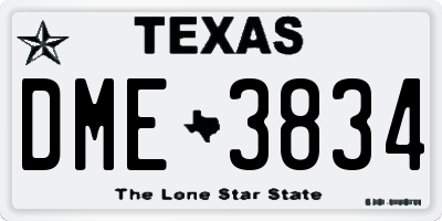TX license plate DME3834