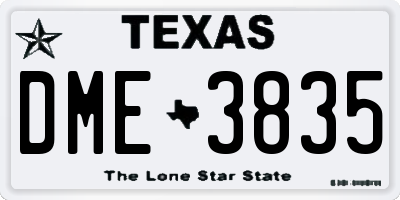 TX license plate DME3835