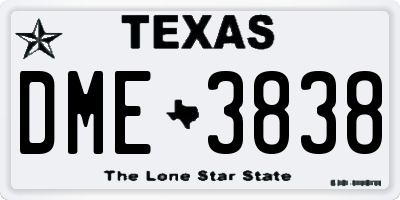 TX license plate DME3838