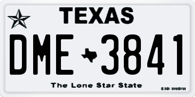 TX license plate DME3841