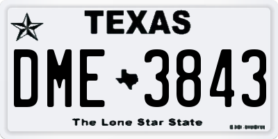 TX license plate DME3843