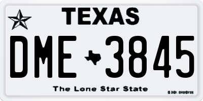 TX license plate DME3845