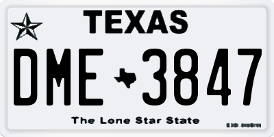 TX license plate DME3847