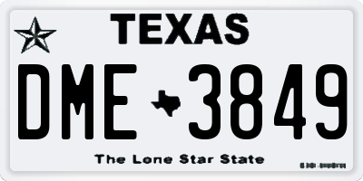 TX license plate DME3849