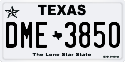 TX license plate DME3850