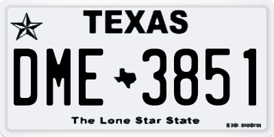 TX license plate DME3851