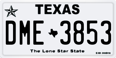 TX license plate DME3853