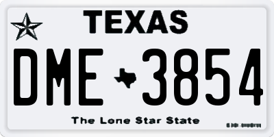 TX license plate DME3854