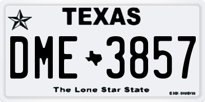 TX license plate DME3857
