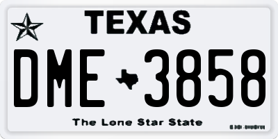TX license plate DME3858