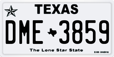 TX license plate DME3859