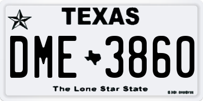 TX license plate DME3860