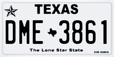 TX license plate DME3861