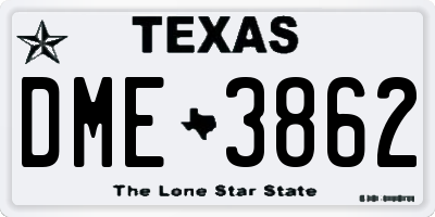TX license plate DME3862