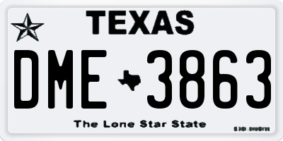 TX license plate DME3863