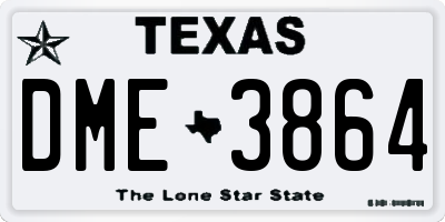 TX license plate DME3864