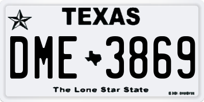 TX license plate DME3869