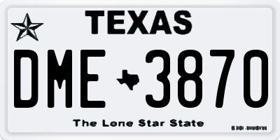 TX license plate DME3870