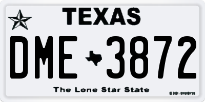 TX license plate DME3872