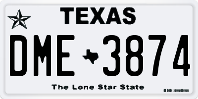 TX license plate DME3874