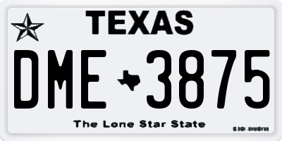 TX license plate DME3875