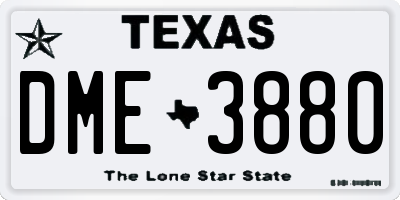 TX license plate DME3880