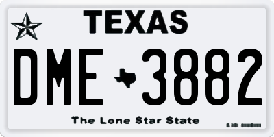 TX license plate DME3882