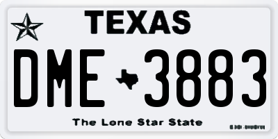 TX license plate DME3883