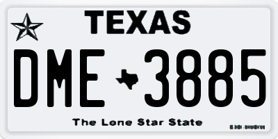 TX license plate DME3885