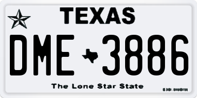 TX license plate DME3886