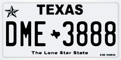 TX license plate DME3888