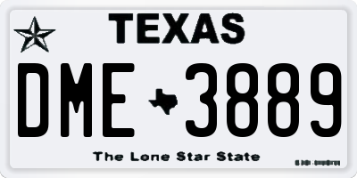 TX license plate DME3889