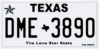 TX license plate DME3890