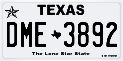 TX license plate DME3892