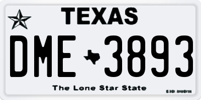 TX license plate DME3893