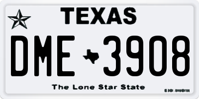 TX license plate DME3908