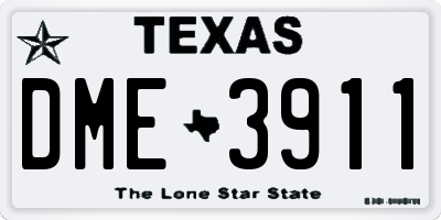 TX license plate DME3911