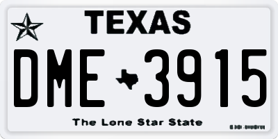 TX license plate DME3915