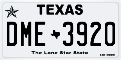 TX license plate DME3920