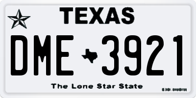 TX license plate DME3921