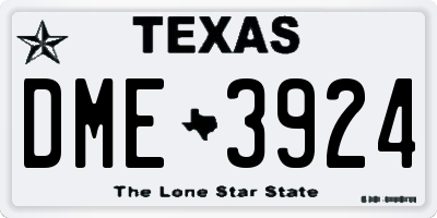 TX license plate DME3924