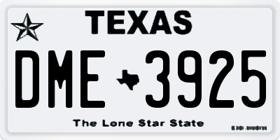 TX license plate DME3925
