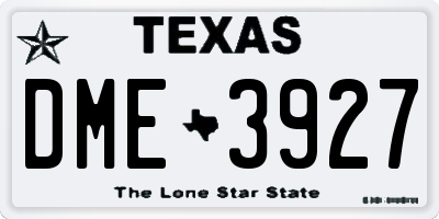 TX license plate DME3927