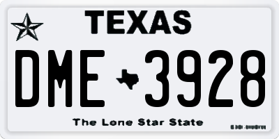 TX license plate DME3928