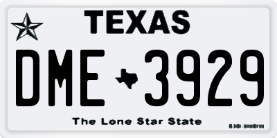 TX license plate DME3929