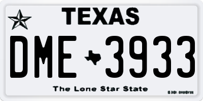 TX license plate DME3933
