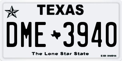 TX license plate DME3940