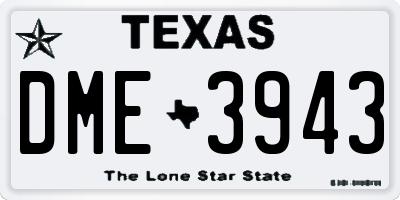 TX license plate DME3943